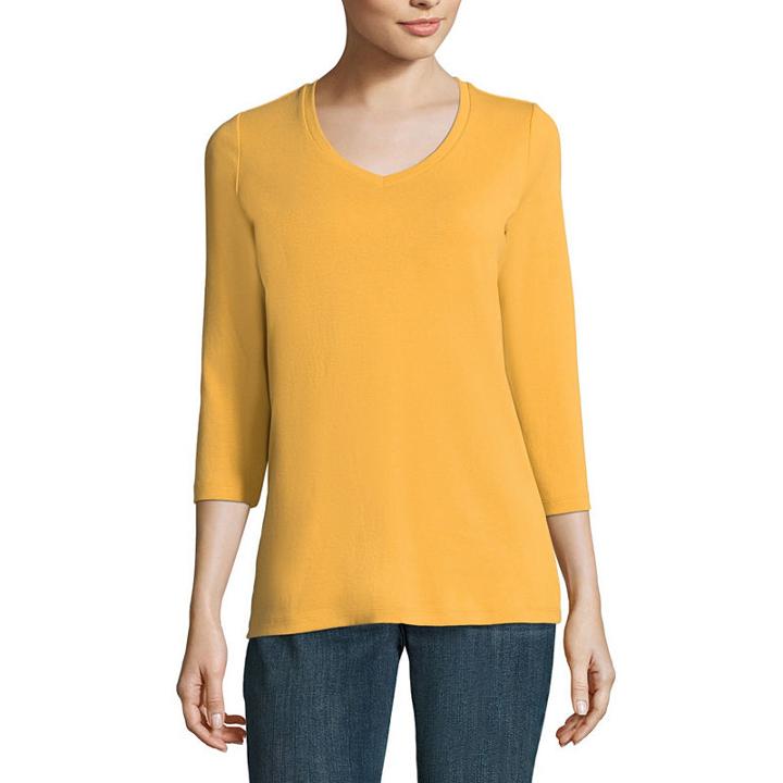 St. John's Bay 3/4 Sleeve V-neck T-shirt- Talls