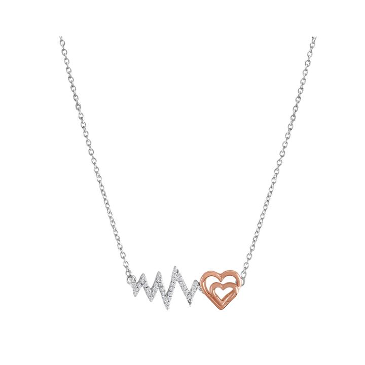 Forevermine 1/10 Ct. T.w. Diamond Two-tone Heartbeat Necklace