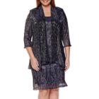 R & M Richards 3/4-sleeve Metallic Duster Jacket Dress - Plus