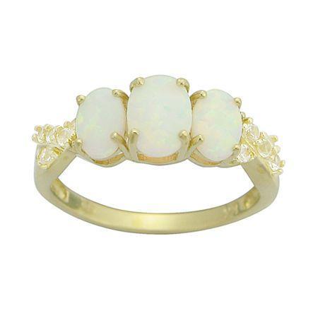 10k Yellow Gold Lab-created Opal & White Sapphire Ring