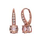 Simulated Morganite & Lab Created White Sapphire 14k Gold Over Silver Earrings