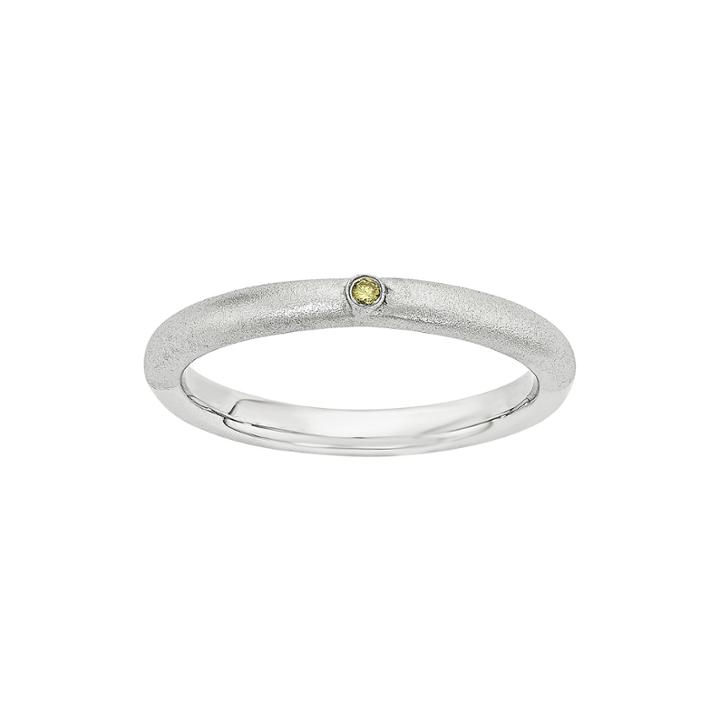 Personally Stackable Color-enhanced Yellow Diamond-accent Sterling Silver Stackable Ring