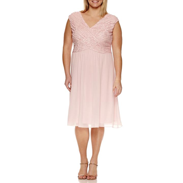 Melrose Sleeveless Beaded Lace Fit & Flare Dress-plus
