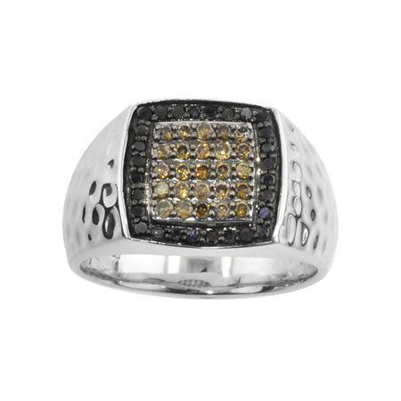Mens Ct. T.w. Champagne & Color-enhanced Black Diamond Ring