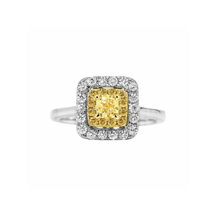 Womens 1 Ct. T.w. Round Yellow Diamond 14k Gold Engagement Ring