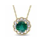 Womens Lab Created Emerald 10k Gold Pendant Necklace