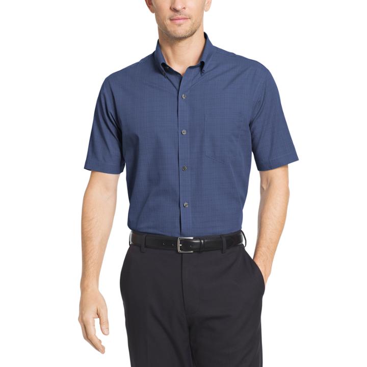 Van Heusen Short Sleeve Flex Non Iron Stretch Button-front Shirt