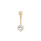 10k Yellow Gold Cubic Zirconia Round Solitaire Belly Ring