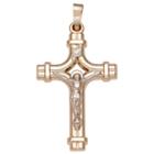 14k Two-tone Gold Open Crucifix Charm Pendant