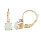 Lab Created White Opal Round Drop Earrings