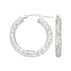 Geometric Cut-out Hoop Earrings 14k White Gold
