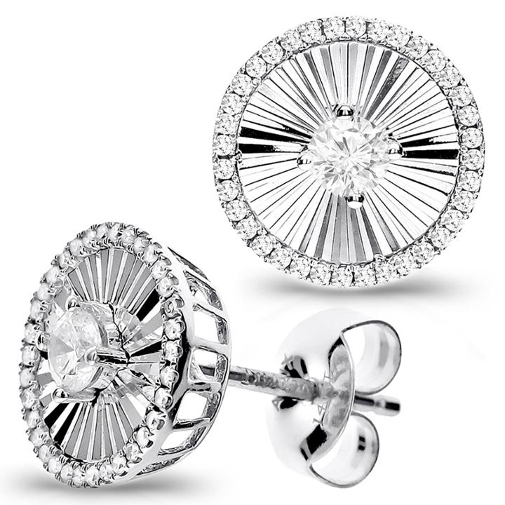 1/2 Diamond 14k White Gold Stud Earring