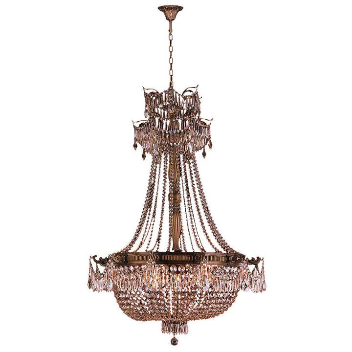Winchester Collection 12 Light Antique Bronze Finish And Golden Teak Crystal Chandelier