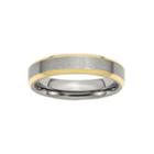 Personalized Mens 5mm Stainless Steel & Yellow Ion-plated Wedding Band