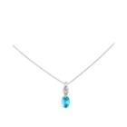Genuine Swiss Blue Topaz Diamond-accent 14k White Gold Pendant Necklace