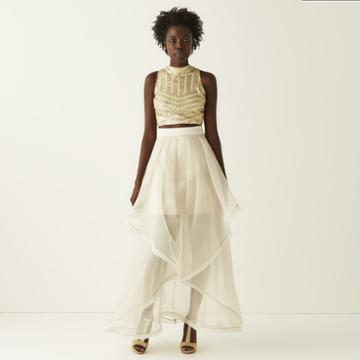 Social Code Sleeveless Sequin Top And Organza Long Skirt 2-pc.