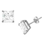 Diamonart 1 1/2 Ct. T.w. Princess White Cubic Zirconia Sterling Silver Stud Earrings