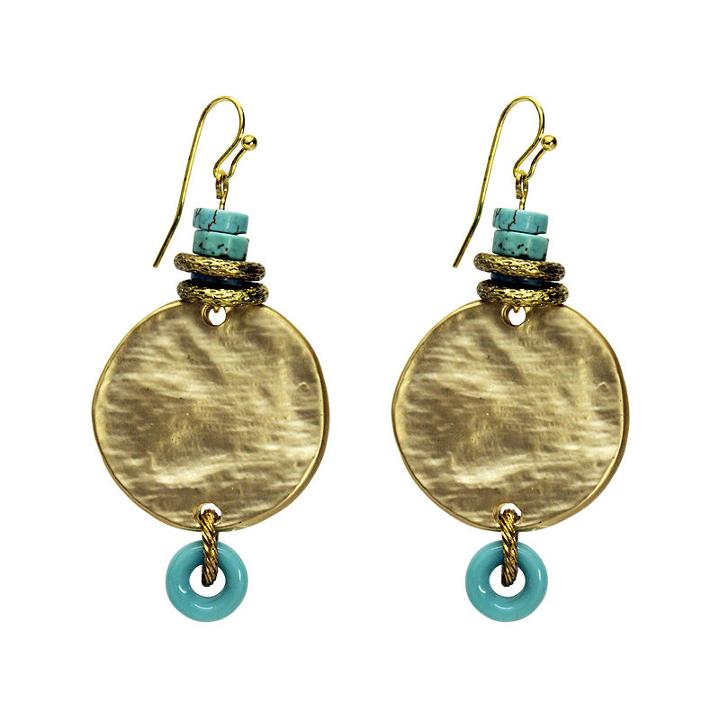 Aris By Treska Blue And Gold-tone Coin Earrings