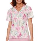 Alfred Dunner Savannah Short-sleeve Watercolor Diamond Print Top