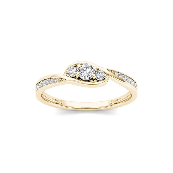 1/5 Ct. T.w. Diamond 10k Yellow Gold 3-stone Engagement Ring