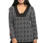 24/7 Comfort Apparel Black & White Printed Tunic Top