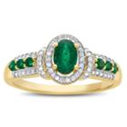 Womens Genuine Emerald & 1/8 Ct. T.w. Diamond 10k Gold Cocktail Ring