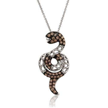 Grand Sample Sale By Le Vian Chocolatier Chocolate & Vanilla Diamonds Snake Pendant In 14k Vanilla Gold