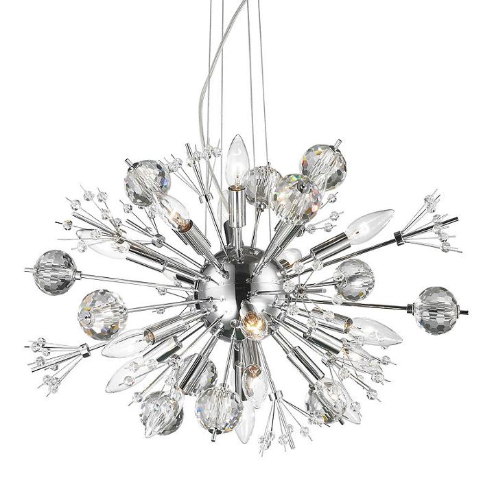 Starburst Collection 20 Light Chrome Finish And Clear Crystal Sputnik Chandelier