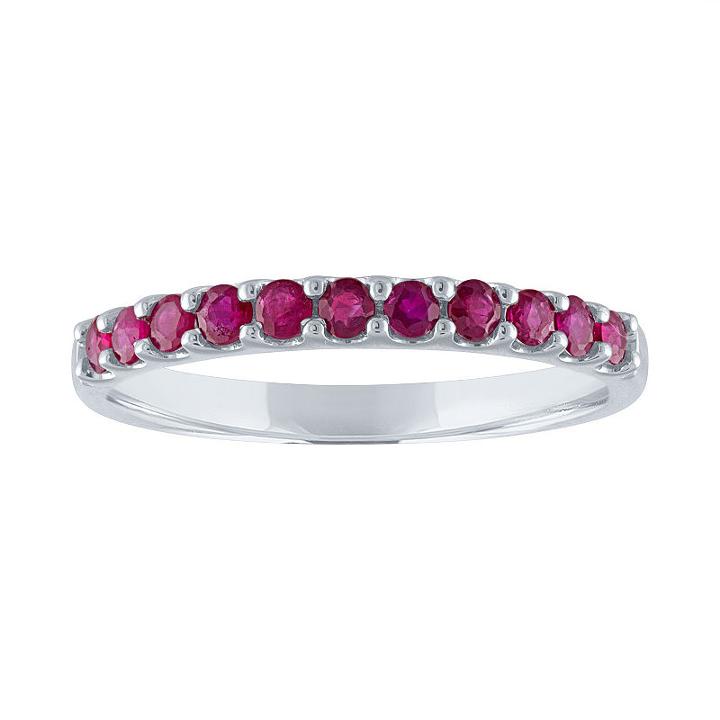 Modern Bride Gemstone Womens Round Red Ruby 10k Gold Engagement Ring