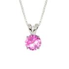 Lab-created Round Pink Sapphire 10k White Gold Pendant Necklace