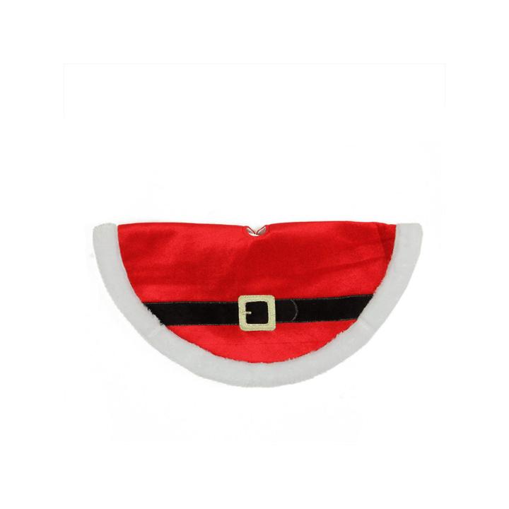 20 Traditional Red And White Velveteen Santa Claus Belt Buckle Mini Christmas Tree Skirt