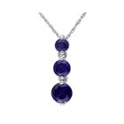 Lab-created Blue Sapphire 10k White Gold Triple-drop Pendant Necklace