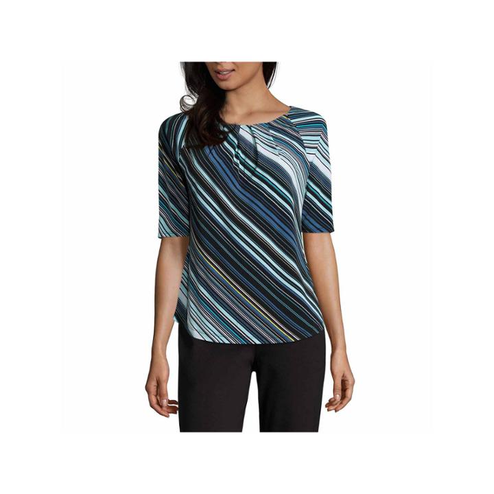 Liz Claiborne Elbow Sleeve Crew Neck T-shirt-talls