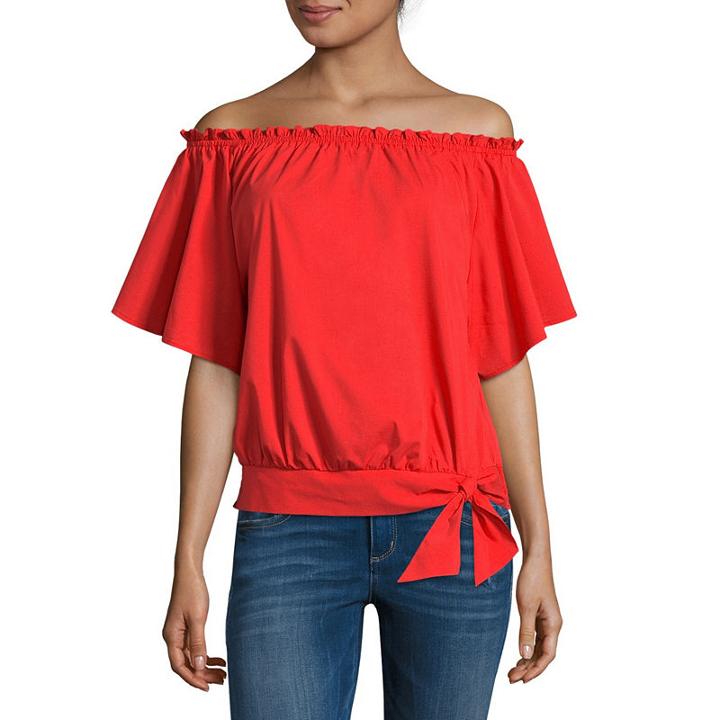 Belle + Sky Off The Shoulder Tie Waist Blouse