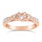 Womens 1/7 Ct. T.w. Pink Morganite 10k Gold 3-stone Ring