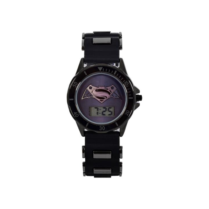 Dc Comics Batman Vs. Superman Lcd Dial Black Case Black Silcone Strap Watch With Plastic Bullets