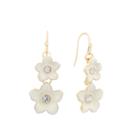 Liz Claiborne Flower Drop Earring White And Goldtone