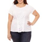 Project Runway Short Sleeve Y Neck T-shirt-womens Plus