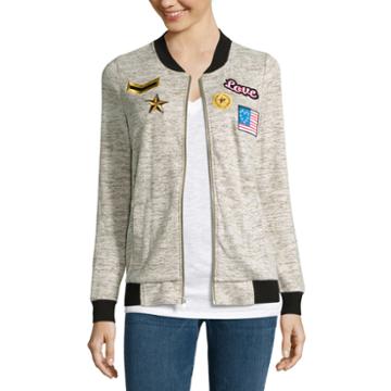 Miss Chevious Long-sleeve Patch Bomber Jacket - Juniors