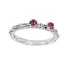 Personally Stackable Lab-created Ruby 2-stone Floral Band Ring