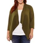 St. John's Bay 3/4 Sleeve Flyaway Cardigan With Lace Inset-plus