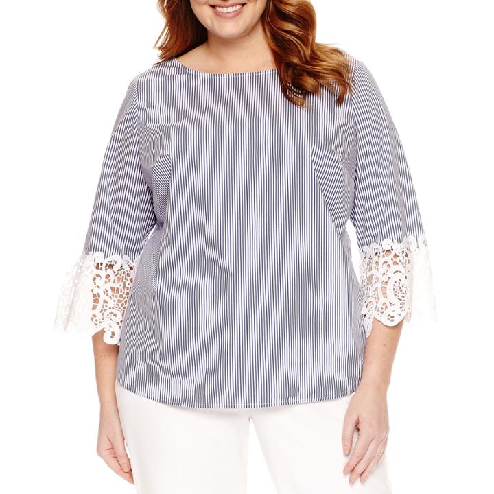 Liz Claiborne 3/4 Lace Sleeve Blouse-plus
