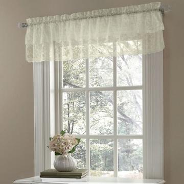 Priscilla Lace Window Valance Scrolling Flower Pattern
