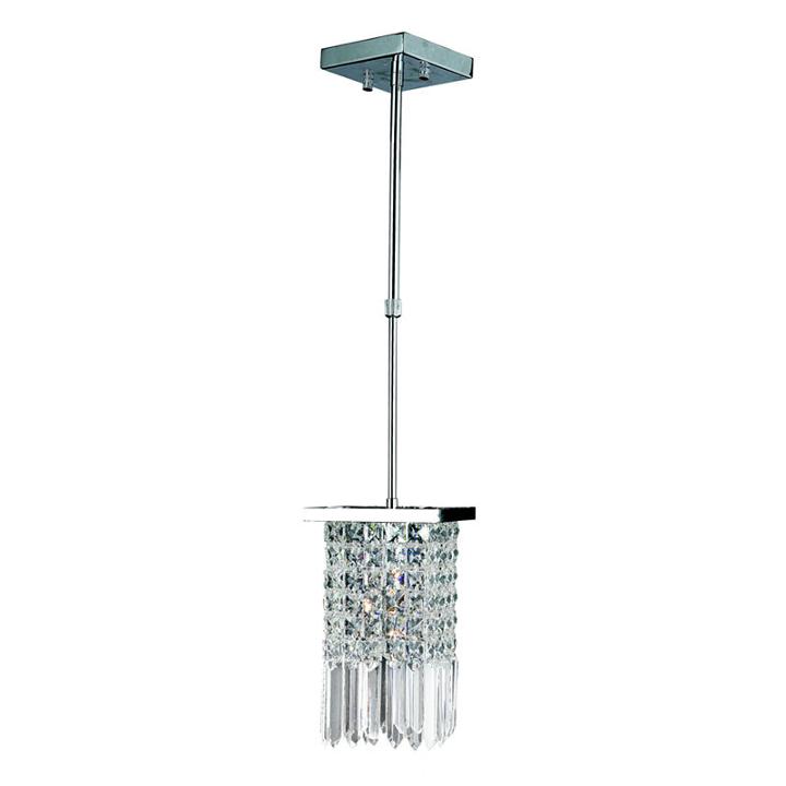 Torrent Collection 1 Light Mini Chrome Finish Andclear Crystal Square Pendant