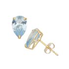 Pear Blue Aquamarine 10k Gold Stud Earrings