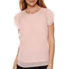 Liz Claiborne Cap-sleeve Tiered Print Blouse