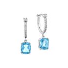 1/10 Ct. T.w. Diamond And Genuine Blue Topaz 14k White Gold Dangle Earrings