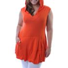 24/7 Comfort Apparel Kangaroo Pocket Sleeveless Knit Hoodie Plus
