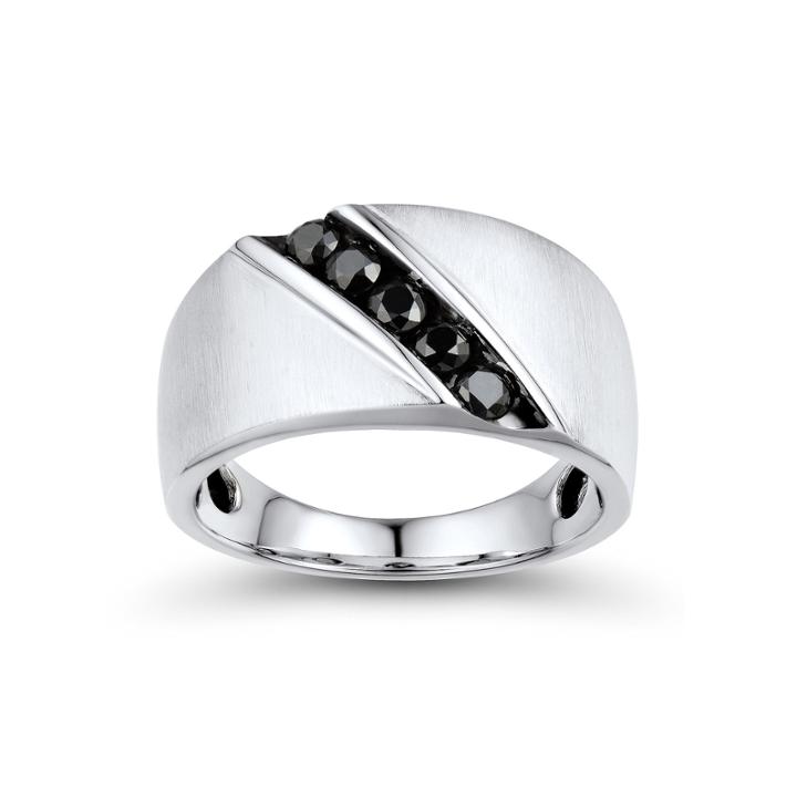 Mens 1/2 Ct. T.w. Color-enhanced Black Diamond 10k White Gold Comfort Fit Ring