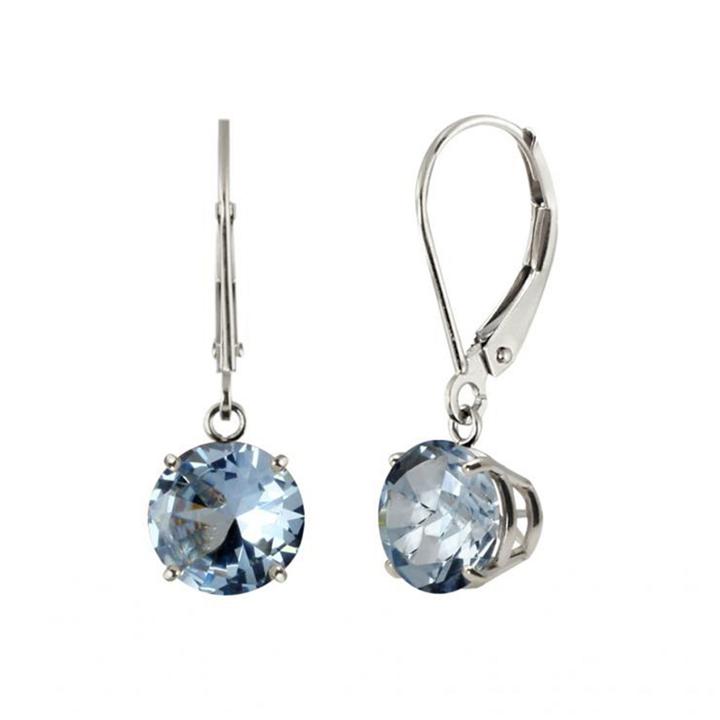 Lab-created Aquamarine Sterling Silver Leverback Dangle Earrings
